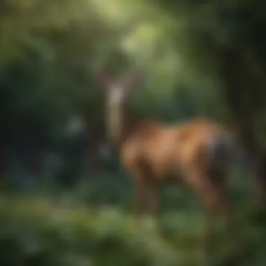 Deer enjoying fresh foliage in a garden