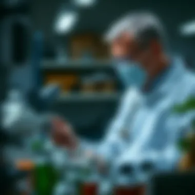 A researcher analyzing pest control methods in a laboratory