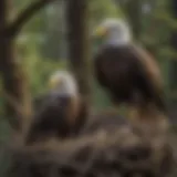 Adult American Bald Eagle perched near its nest