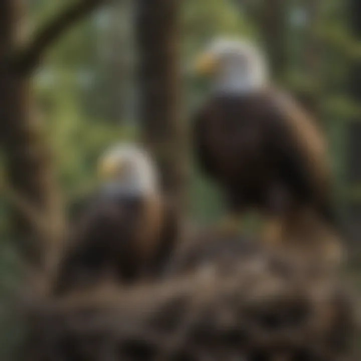 Adult American Bald Eagle perched near its nest