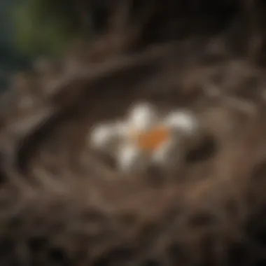 Close-up of an American Bald Eagle's nest with eggs