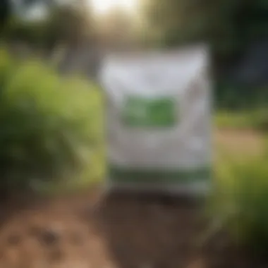 Effects of Neglect on Grass Fertilizer Illustration of a deteriorating grass fertilizer bag in a neglected garden setting