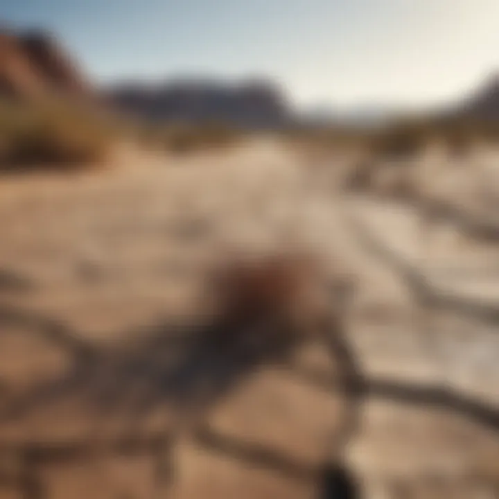 Drought-stricken landscape showing cracked earth and withered plants