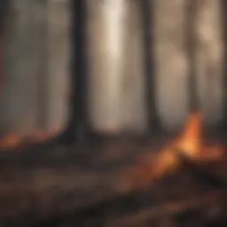 Devastating wildfire engulfing a forest