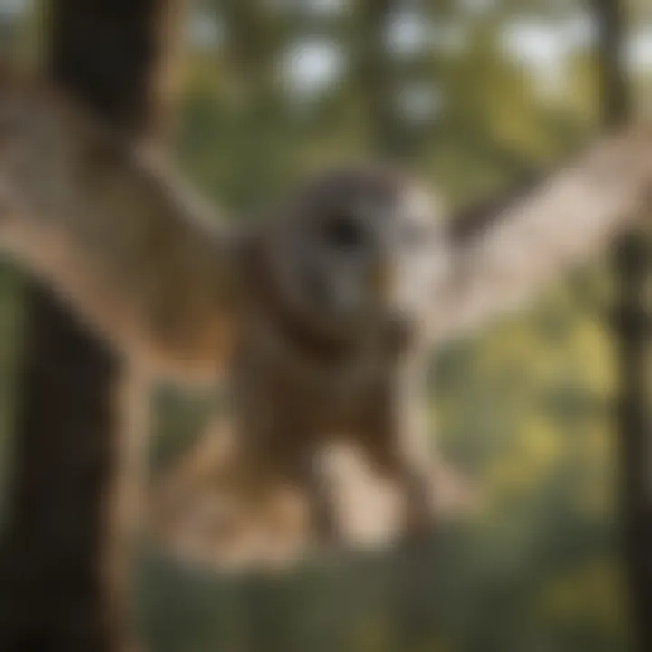 A barred owl in mid-flight, showcasing its hunting prowess.