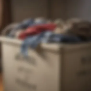 Diverse Assortment of Donated Clothing A close-up of a donation bin filled with assorted clothing.