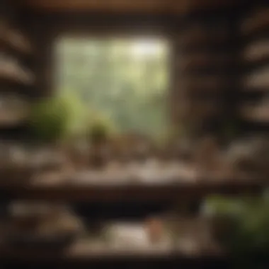 Herbalist's Workspace A tranquil herbalist’s workspace filled with jars of dried herbs and identification resources.