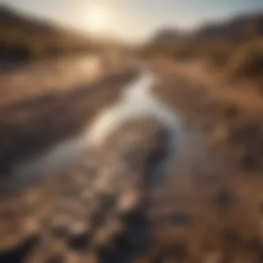 Dried-up riverbed due to prolonged drought