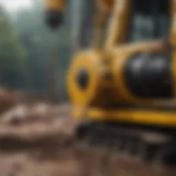 Detailed view of rotary drilling equipment in action