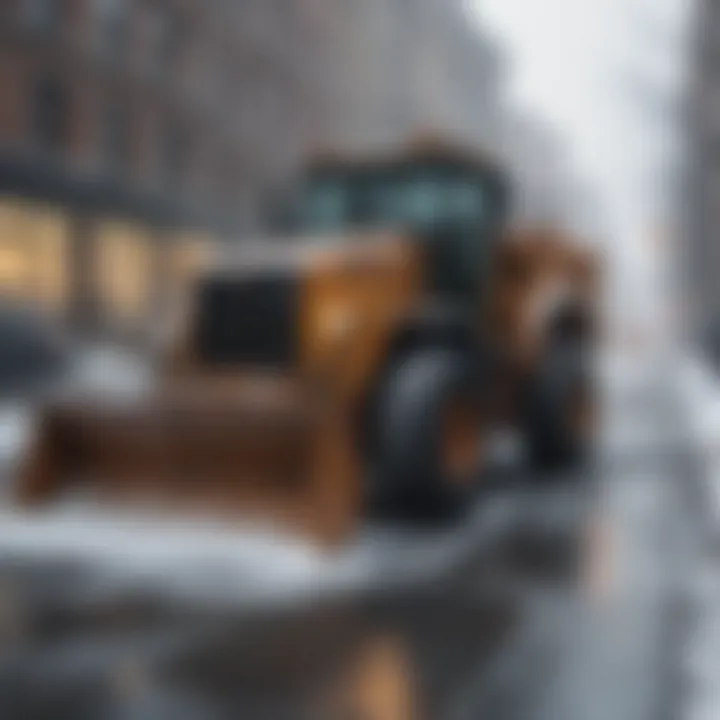 Snow removal equipment clearing city streets