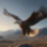 Majestic eagle soaring across vast landscapes