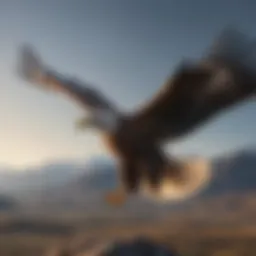 Majestic eagle soaring across vast landscapes