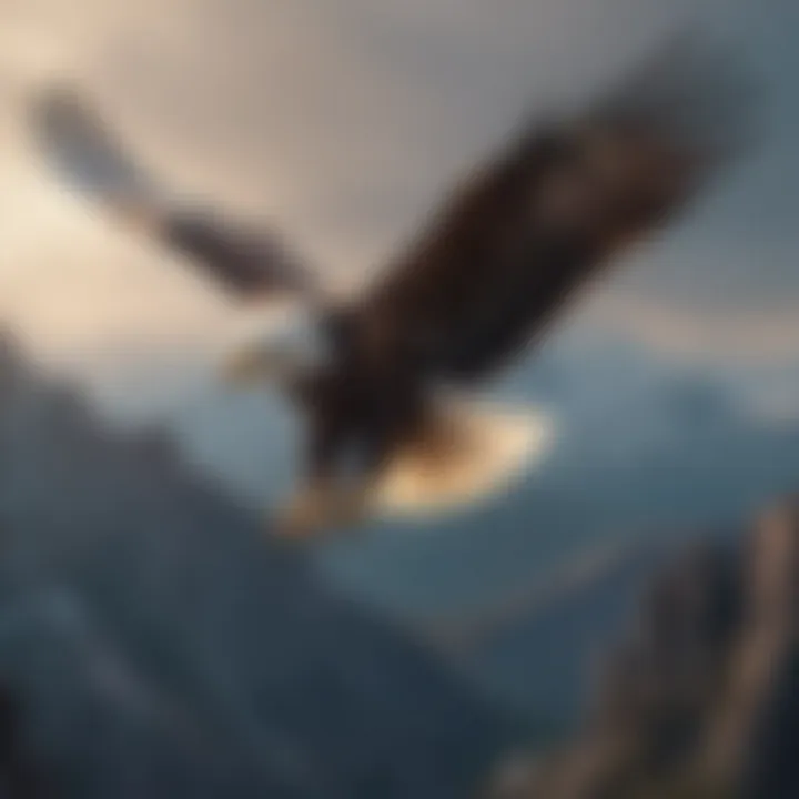 Eagle soaring high above the mountains