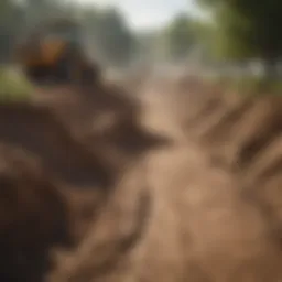 A serene landscape showcasing a well-maintained dirt disposal site with greenery