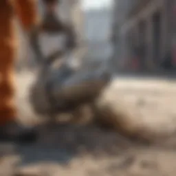 A powerful jackhammer breaking up old concrete