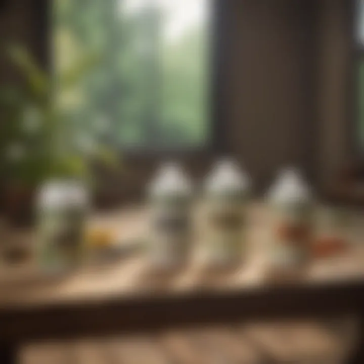 An array of eco-friendly insecticide products on a wooden table