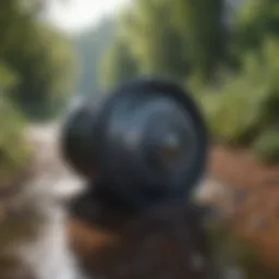 Innovative waste disposal techniques in a serene natural landscape