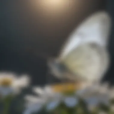 A white butterfly resting on a delicate flower