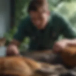 A veterinarian examining a wild animal