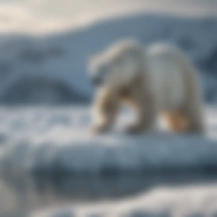A polar bear on a shrinking ice cap illustrating climate change effects