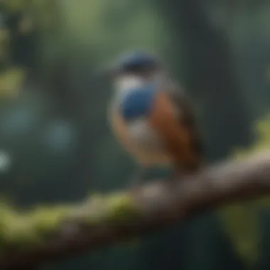 Rare Bird in its Natural Environment A close-up of a rare bird perched on a branch, representing avian conservation efforts.
