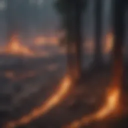 Captivating aerial view of wildfire in dense forest