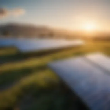 Solar panels in a bright sunny field