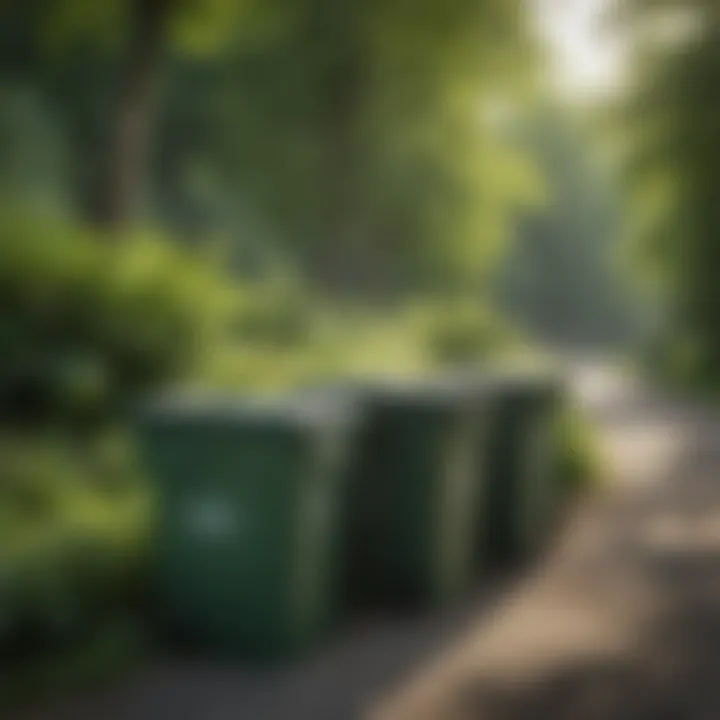 Lush green landscape of Erie, PA with waste bins neatly organized by Pro Disposal