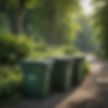 Environmental Harmony with Pro Disposal Lush green landscape of Erie, PA with waste bins neatly organized by Pro Disposal