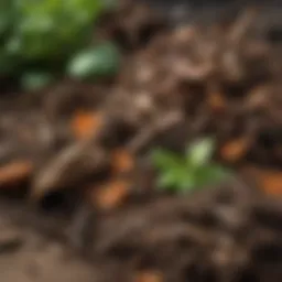 Close-up of compost ingredients showcasing greens and browns