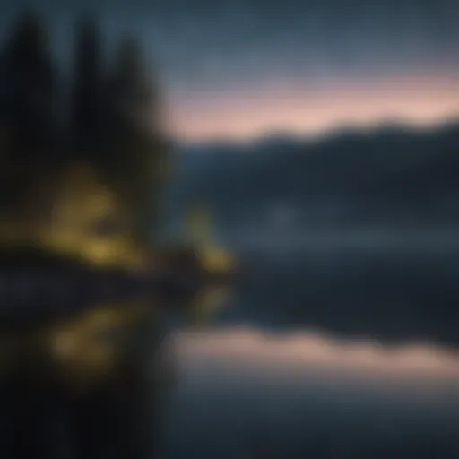 Starlit sky over a tranquil lake