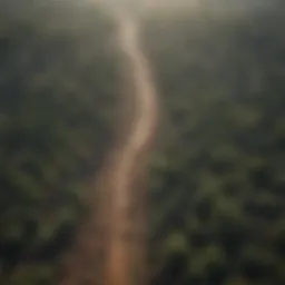Aerial view of deforested land and its impact on ecosystems