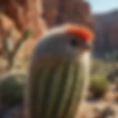 Exotic Avian Species Perched among Desert Cacti