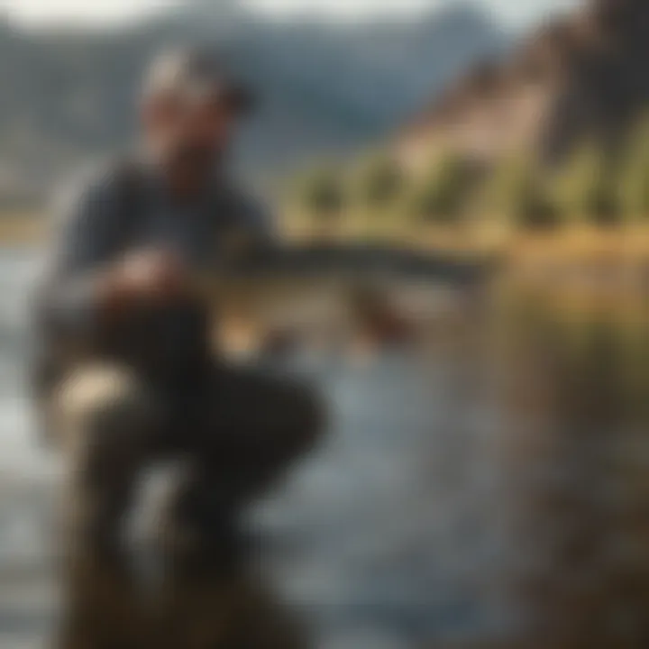 Expert Angler Demonstrating Bass Fishing Technique in Wyoming