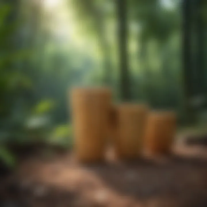 Bamboo cups showcased in a natural setting