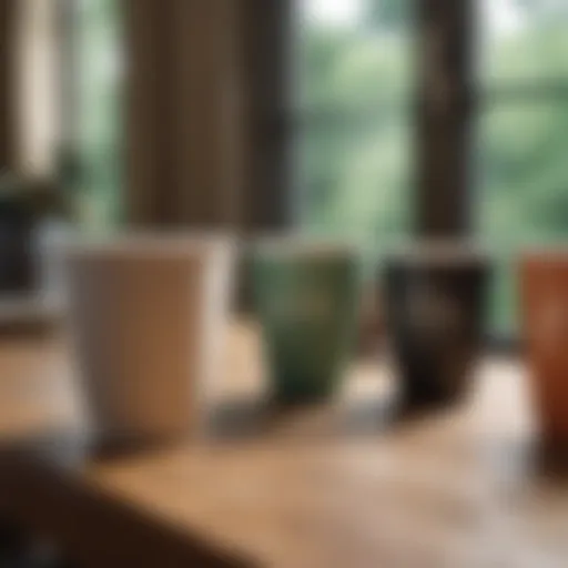 Sustainable cup options displayed on a table