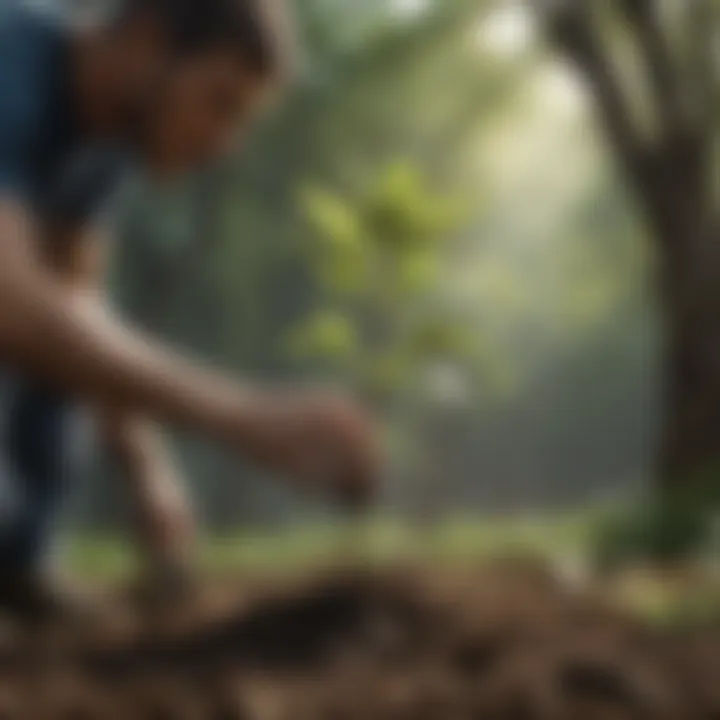 Community members planting trees together