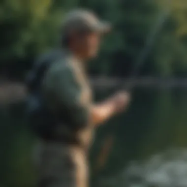 Angler Perfecting Fishing Techniques An angler using a rod and reel on the waters of Lake Erie
