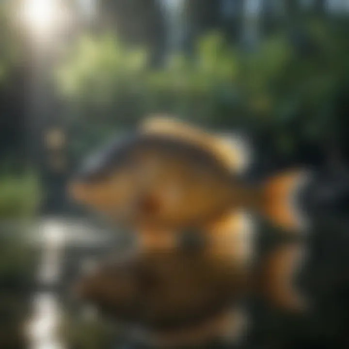 Panfish feeding in clear water