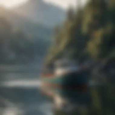 A serene view of a fishing boat on calm waters