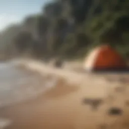 Serene beach campsite with ocean view