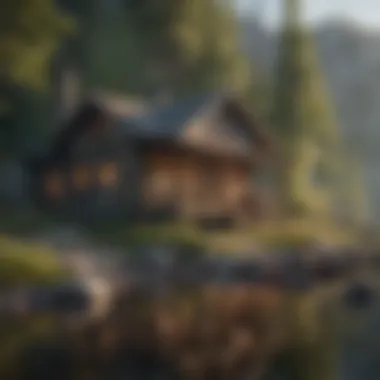 Angler obtaining fishing license at a rustic cabin