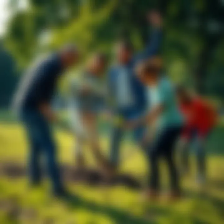 Tree Planting Effort A group of enthusiastic individuals planting trees in a local park