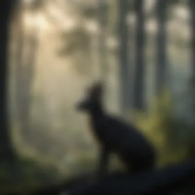 Diverse Wildlife in Forest Habitat Silhouette of diverse wildlife against a forest backdrop at dusk
