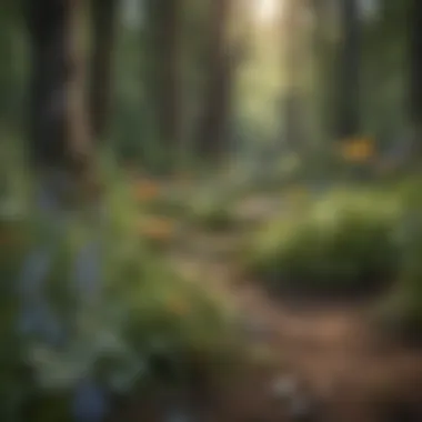 Vibrant array of wildflowers in a lush forest setting