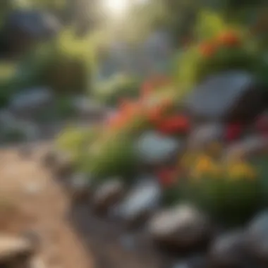 Vibrant Rock Garden with Sun-Loving Flora Vibrant rock garden showcasing full sun plants