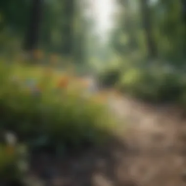 Wildflowers blooming along a hiking path