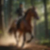 Majestic horse galloping through a sunlit forest