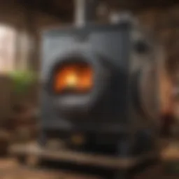 A detailed view of an indoor wood furnace boiler showcasing its components