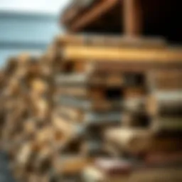 A selection of various types of industrial lumber stacked neatly